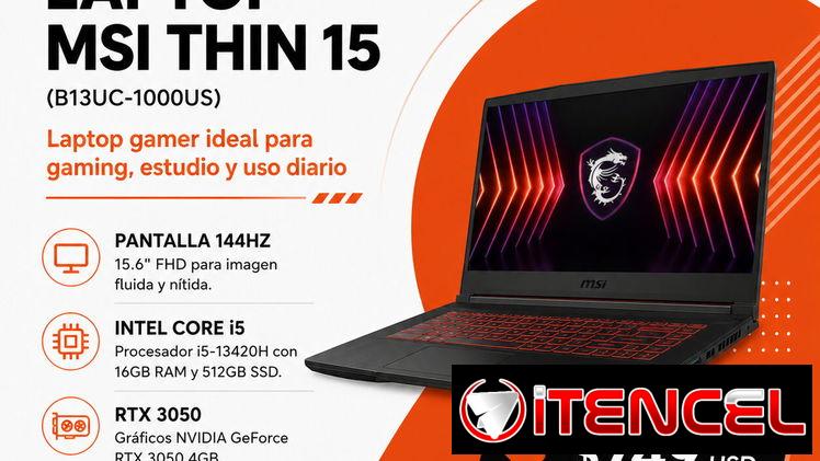 Laptop MSI Thin 15 B13UC-1000US i5 16GB 512GB SSD RTX 3050 | 15.6” 144Hz en La Habana