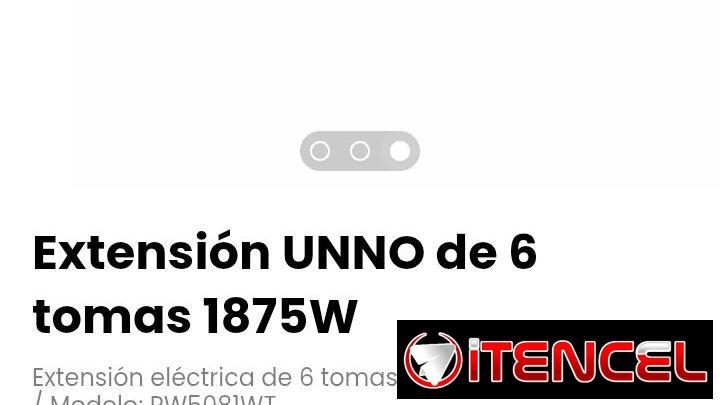 Extensión UNNO de 6 tomas 1875W. Modelo: PW5081WT. Nueva