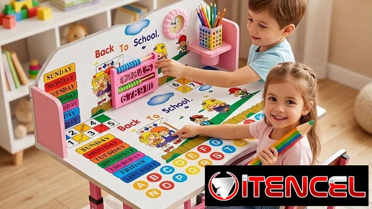 Set de escritorio escolar para niños, mesitas de estudio para niños