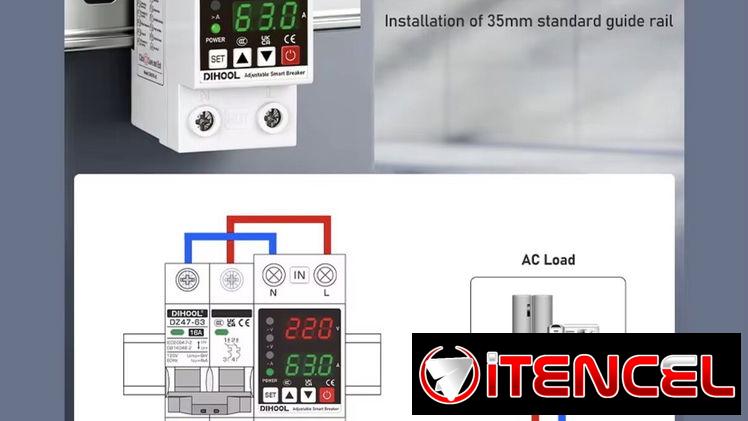 Protector de Voltaje y Corriente Ajustable 110/220V 80-300V Universal Monofásico Protección 1~63a Autoajustable