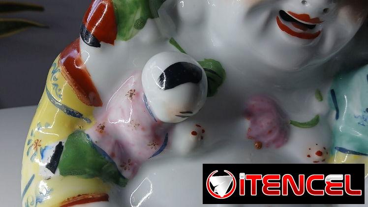 Juego de 3 Budas de porcelana china