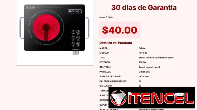 Estufa infrarroja Royal que soluciona el uso de ollas de todo tipo pro VPT#-0132