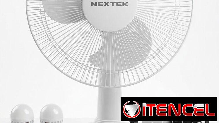 *VENTILADOR RECARGABLE NEXTEK CON 2 BOMBILLOS Y PANEL SOLAR – $35* (BATERÍA DE LITIO)  GARANTÍA: 1 MES  de septiembre