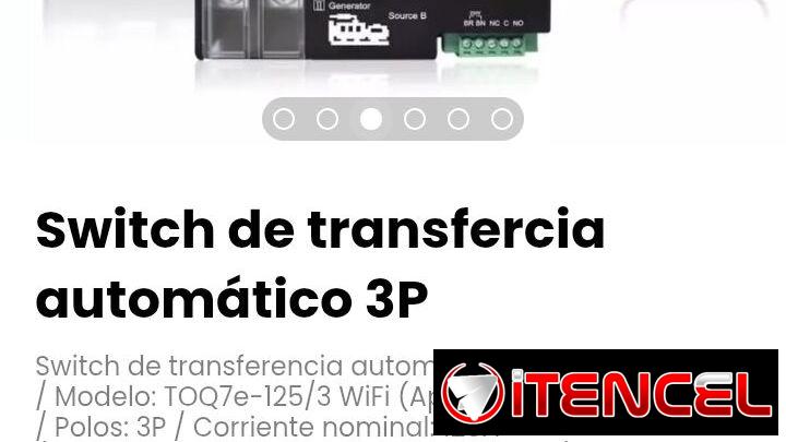Switch de transfercia automático 3P. Modelo: TOQ7e-125/3 WiFi (App eWelink)