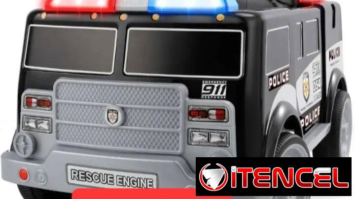 Carro eléctrico de policía con control remoto para niños