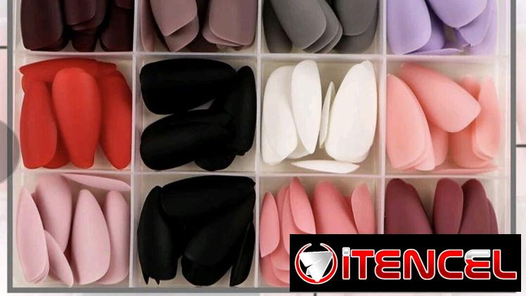 Uñas postizas cortas en cajas de 288 unidades, colores enteros