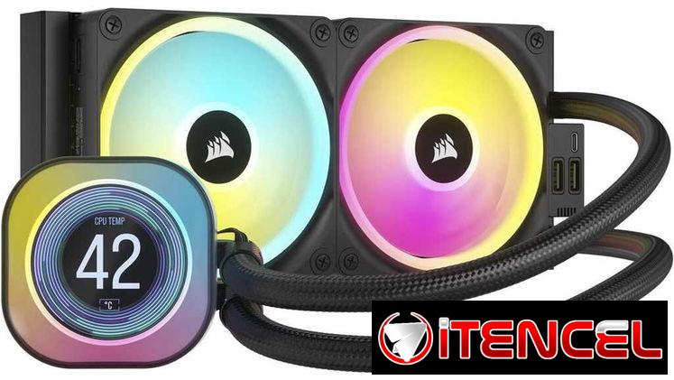 🎮 Líquida Corsair iCUE Link H100i LCD 🎮 2.1″ IPS🔹Pasta XTM70 Extreme🔹QX120 RGB🔹2400rpm🔹Cobre🔹Link Hub 📦0km