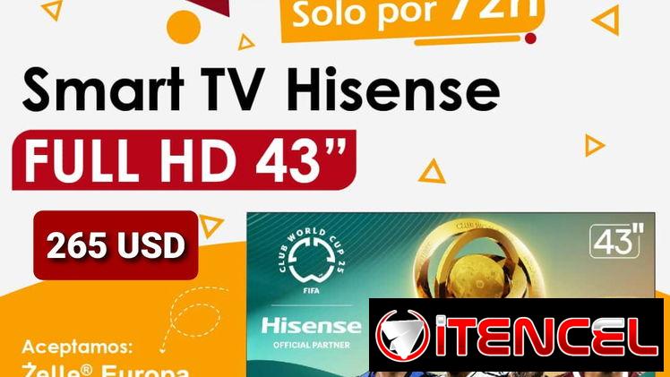 Smart TV Full HD con aplicaciones, cajita y soporte a la pared