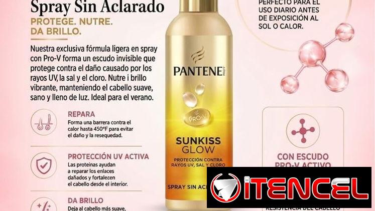 Pantene Sunkiss Glow spray sin aclarado protege el cabello de daños causados por el so, salitre, cloro