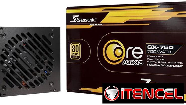 Fuente 750w, 80 Plus Gold, Full Modular || SEASONIC CORE GX-750 || ATX 3 + 16-Pin PCIe Gen 5 Cable (12V-2×6)