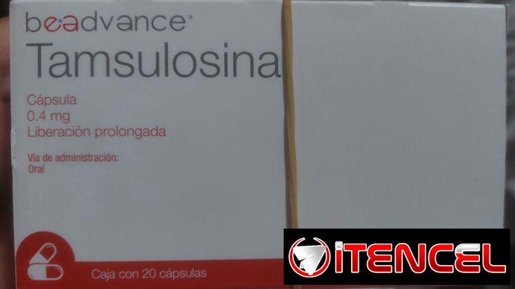 Tamsulosina de 0,4 mg, caja con 20 cápsulas