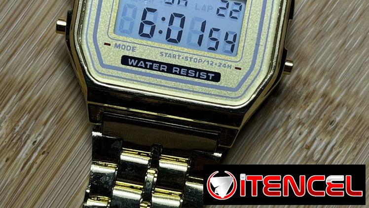 Reloj dorado para hombre, mujer , unisex,estilo Casio. Resistente al agua .