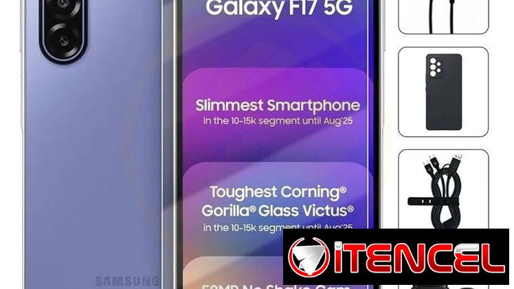 Teléfono Samsung Galaxy F17 EU 4Gb Ram, 128Gb Almacenamiento, Con Cover, Mica y Audífonos – Morado