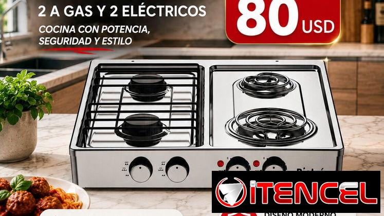 Cocinas de gas y eléctricas (2 de gas – 2 eléctricas)