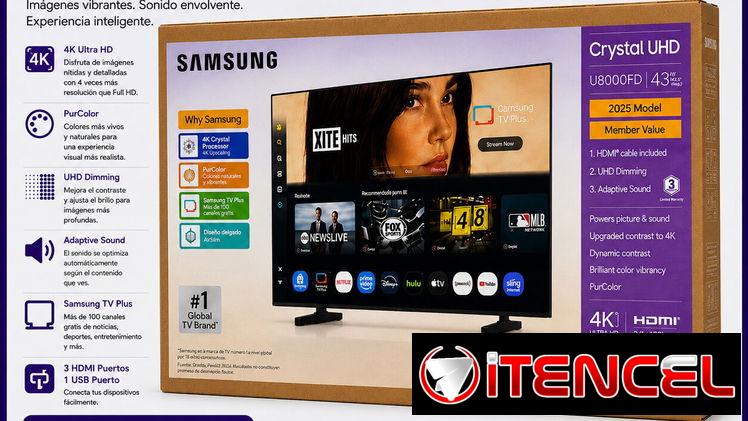 Samsung de 43” Crystal 4K UHD ( modelo U8000 del 2025 ) Smart TV