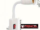 Sócalo para bombillo. Cable flexible e interruptor. Portabombillo. Base para bombillo