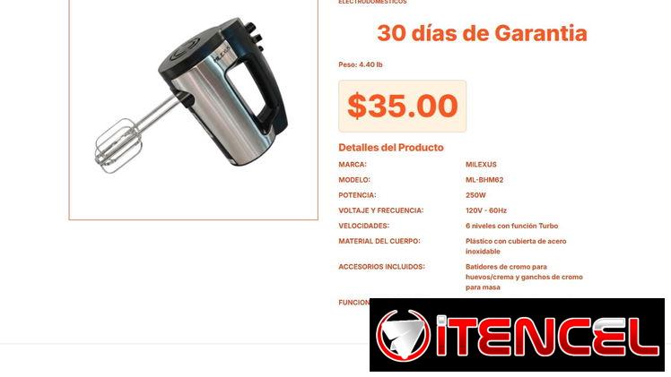 Batidora de Repostería de Mano Milexus ML-BHM62 de Alta Durabilidad Real Pro VPT#-0194