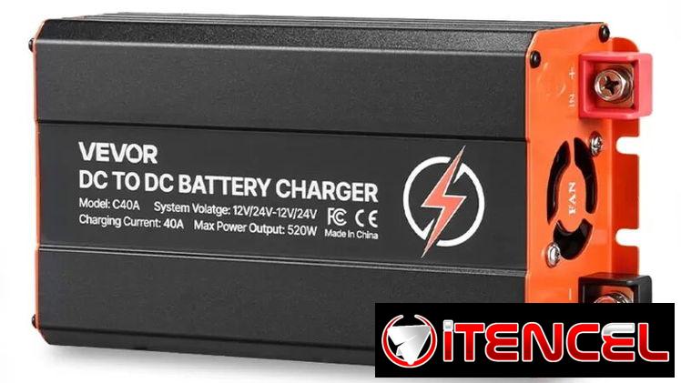 Cargador DC-DC VEVOR 520W 40A 12V/24V a 12V/24V Para Baterías LiFePO4 AGM GEL Automotriz Negro