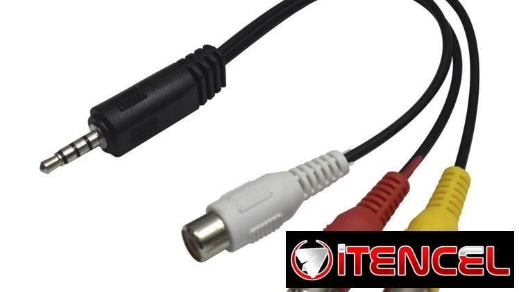 Cable Adaptador de audio y video. Miniplug a 3 RCA hembra.