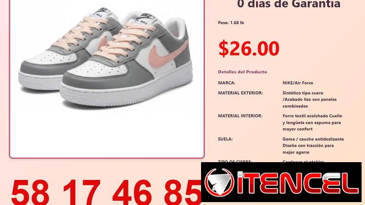 TENIS NIKE AIR FORCE GRIS CON BLANCO Y ROSADO