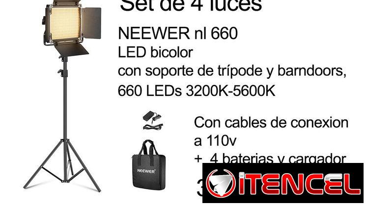 Set de 4 luces profesionales de filmación y fotografía con trípode y bandor  en venta,  batería y fuente incluidas