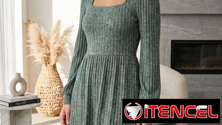 Vestido OFEEFAN Gris Verdoso – Talla M 25
