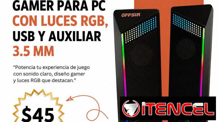 Altavoces Gamer para PC con Luces RGB, USB y Auxiliar 3.5 mm | videojuegoshabana.com