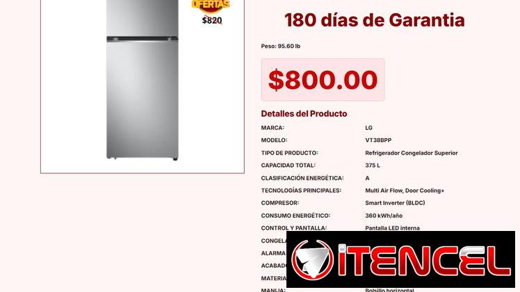 REFRIGERADOR NO FROST 14 PIES LG VPT#-0265