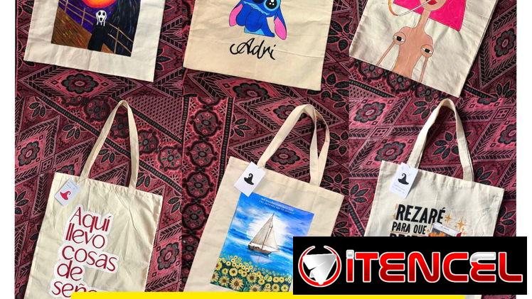 Confección de bolsos de lienzo personalizados.