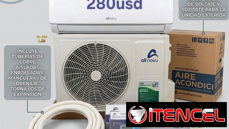 Split 1 ton AllNovu con regulador de voltaje y soporte