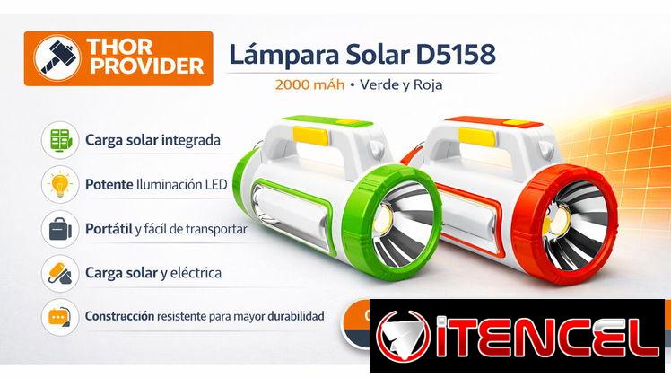 Lampara portable solar D5158. 2000 mAh. Rojo y Verde