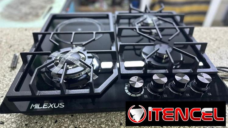 Cocina Empotrada 4 hornillas (3 gas + 1 Infrarojo Milexus 1200 w vidrio templado Negro recio $ 210 USD transporte Gratis