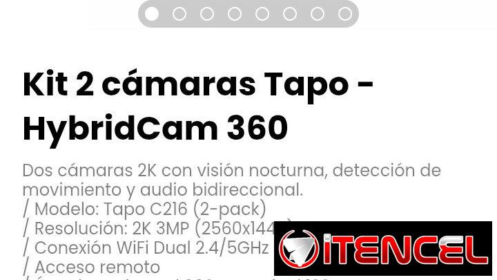 Kit 2 cámaras Tapo – HybridCam 360. Dos cámaras 2K con visión nocturna, detección de movimiento y audio bidireccional.