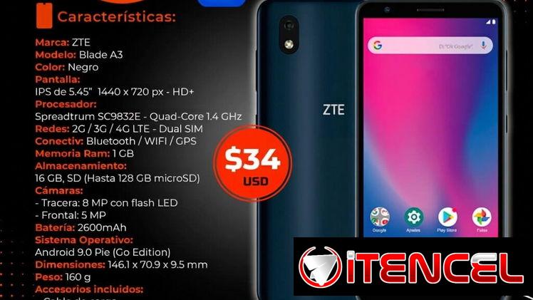 💯 PARA TODOS LOS BOLSILLOS 💯 ZTE BLADE A3. SERVICIO DE MENSAJERÍA CON FACTURA Y GARANTÍA. TL 54833699