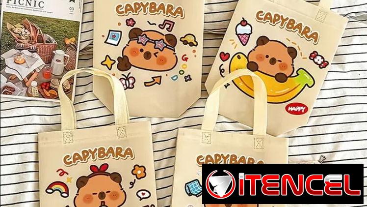Totebag de capibara para niñas. Bolsitas, jabitas