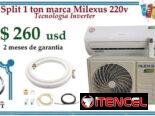 Split inverter de 1 tonelada marca milexus 220v nuevo