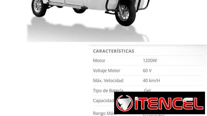 4800USD Triciclo RALY de paseo con techo y maletero  con bateria de GEL 60VOL 100AH
