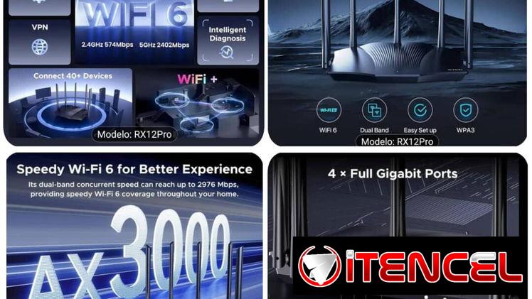 Router WiFi 6 para juegos, AX3000, router inalámbrico Gigabit de doble banda para el hogar  ✅Cobertura de largo alcance