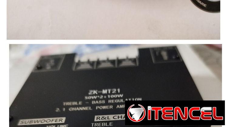 Amplificador ZK- MT21, Bluetooth, canales 2.1, 50 + 50 W+ adaptador transformador 12 V, 4A
