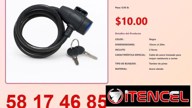 CANDADO DE CABLE CON LLAVE