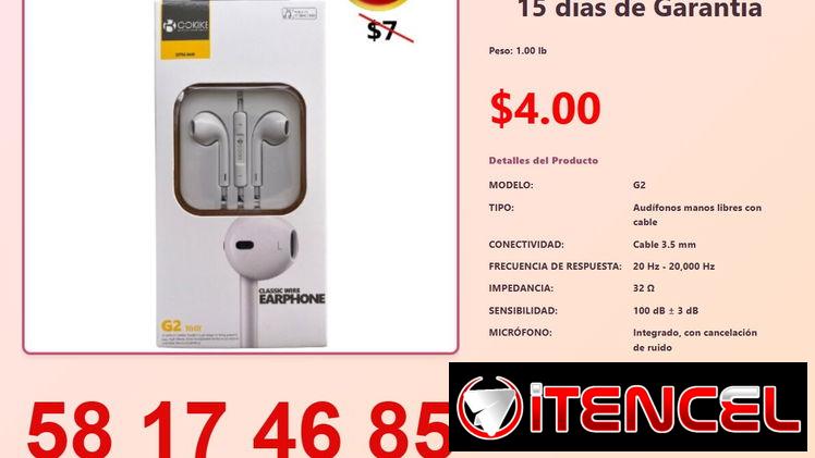 39. AUDÍFONOS MANOS LIBRES CON CABLE/ G2