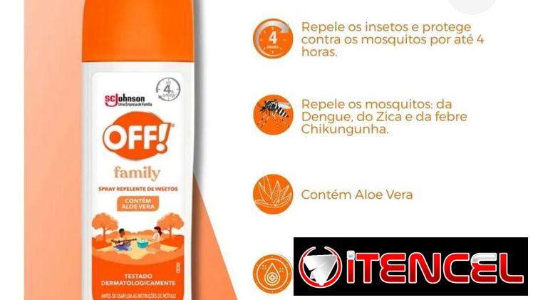 Repelente antimosquito marca OFF, durabilidad 4 horas.