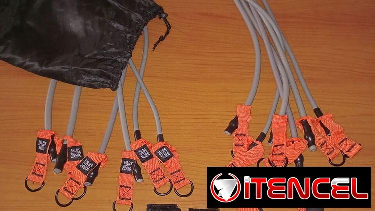 KIT DE BANDAS DE RESISTENCIAS CON ACCESORIOS, ENTREGA DE FACTURA, VARIEDAD DE ARTÍCULOS DEPORTIVOS, ETC