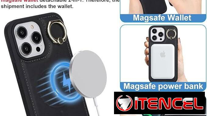 Funda tipo cartera para iPhone 15 Pro Max con MagSafe y tarjetero magnético | videojuegoshabana.com