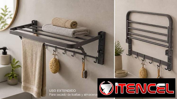 Toallero Plegable de Pared con Ganchos  💲 PRECIO: 25 USD. Coloca orden y belleza en tu hogar. 📞56249037