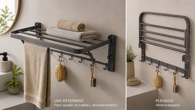 Mejora tus espacios en tu hogar: Toallero Plegable de Pared con Ganchos  💲 PRECIO: 25 USD. Escríbeme al 56249037