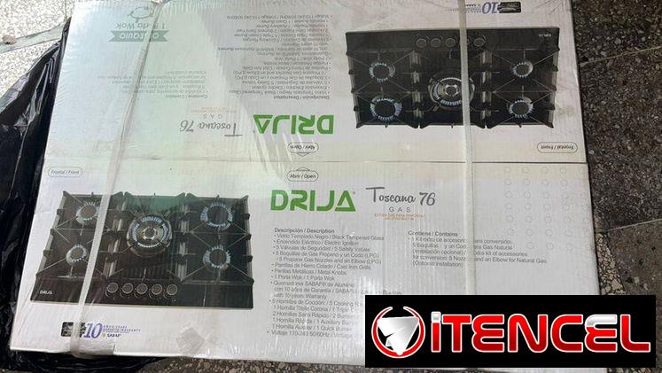 Cocina 5 hornillas de gas empotrada Marca Drija TOSCANA 76 PRO Placa Vidrio Templado Negro 270 USD Mensajería Incluida