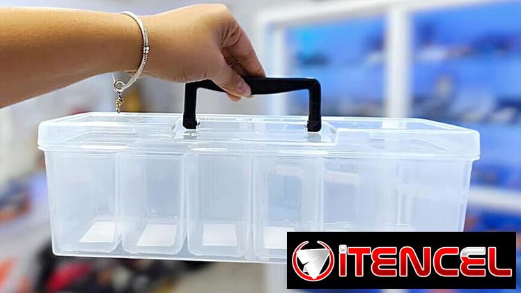 Caja Organizador De Plasticos Transparente De 6 Espacios