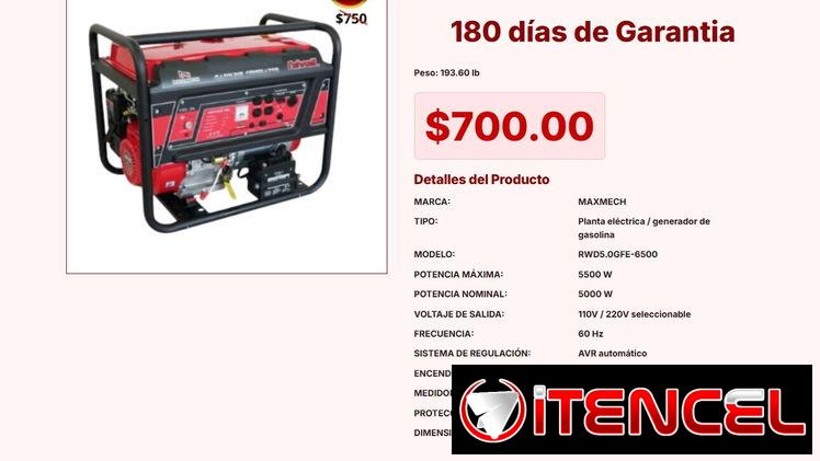 PLANTA ELÉCTRICA 5500W MAXMECH VPT#-0243