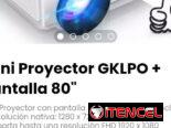 Mini Proyector GKLPO + Pantalla 80″. Dimensiones de proyección: desde 50 hasta 176 pulgadas